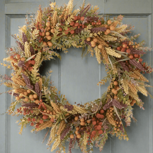 Burgundy & Cream Seed Berry Fall Wreath - The Shops at Mount Vernon