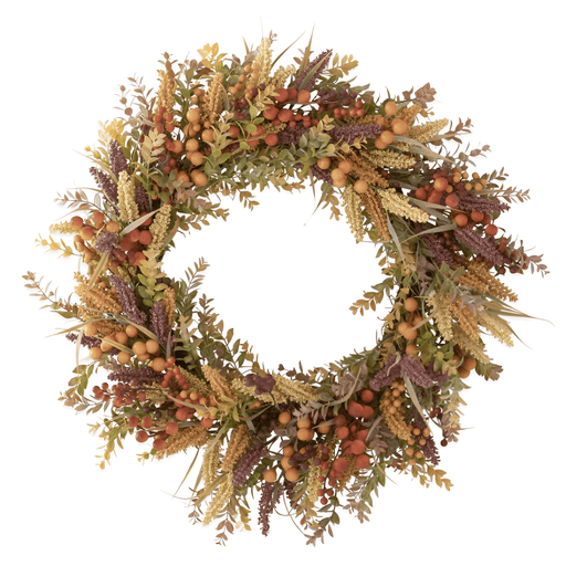 Burgundy & Cream Seed Berry Fall Wreath - The Shops at Mount Vernon