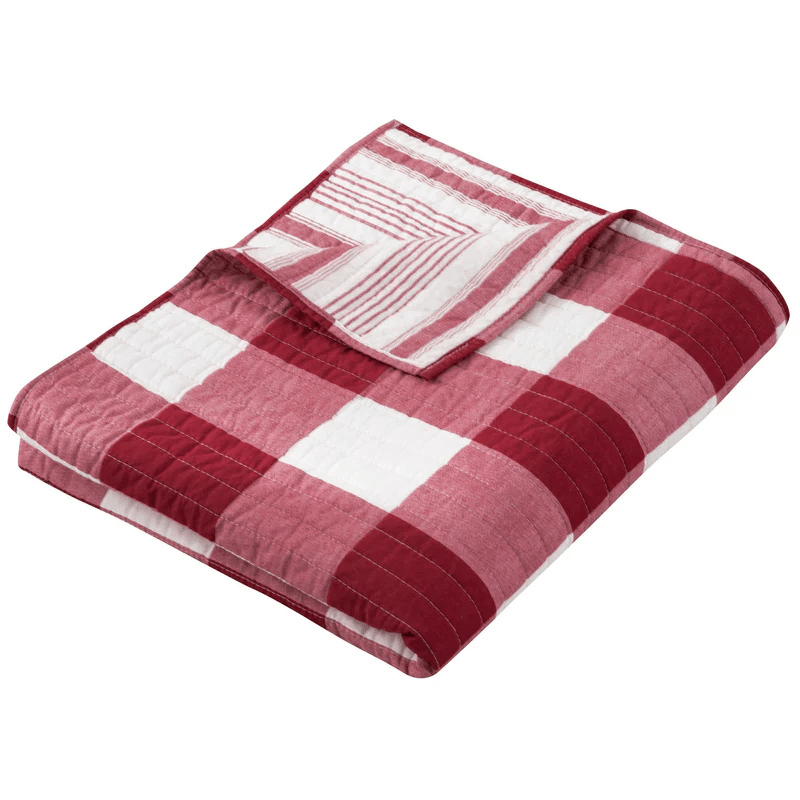 Camden Reversible Red Stripe Throw - Red Check Throw - The Shops at Mount Vernon