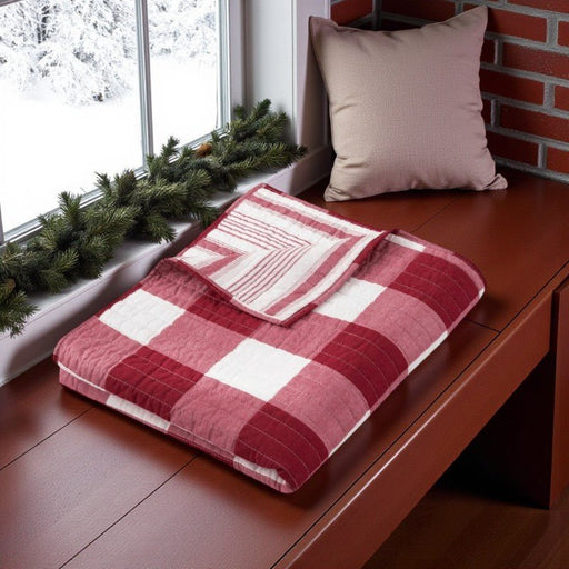 Camden Reversible Red Stripe Throw - Red Check Throw - The Shops at Mount Vernon
