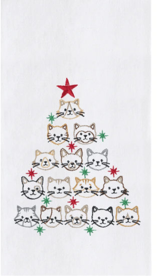 Cat Face Christmas Tree Kitchen Towel - The Shops at Mount Vernon
