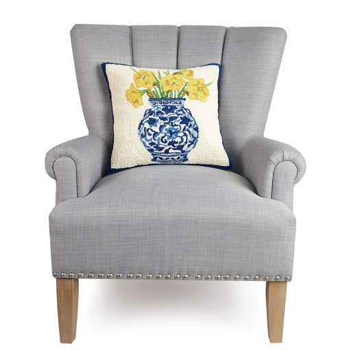 Chinoiserie Accent Pillow - Daffodil Pillow - The Shops at Mount Vernon