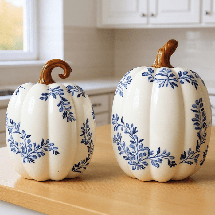 Chinoiserie Style Ceramic Pumpkin - Assorted Sizes - The Shops at Mount Vernon