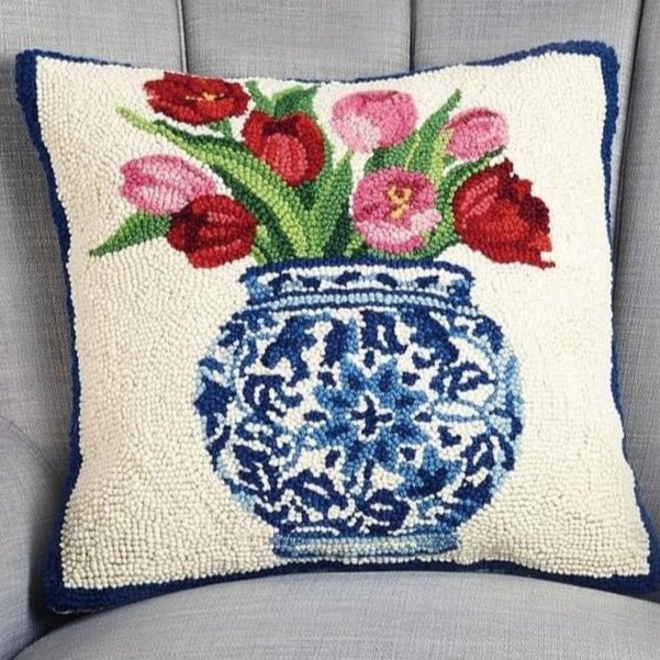 Chinoiserie Tulip Pillow - The Shops at Mount Vernon