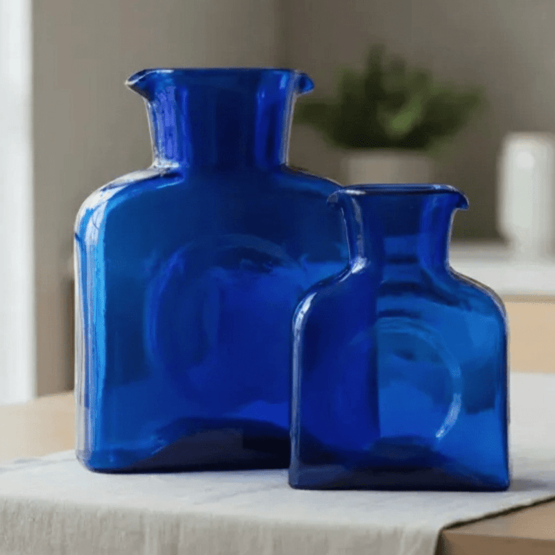 Cobalt Blue Water Bottle Blenko Glass - Mini or Large - The Shops at Mount Vernon