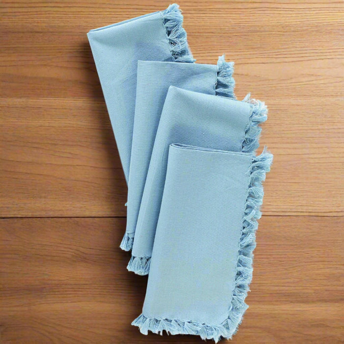 Cotton Fringed Napkins - Sky Blue - Set of 4 - The Shops at Mount Vernon