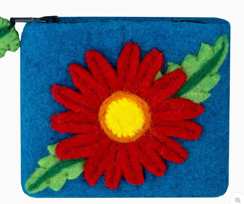 Coin Purse Red Cosmo Flower