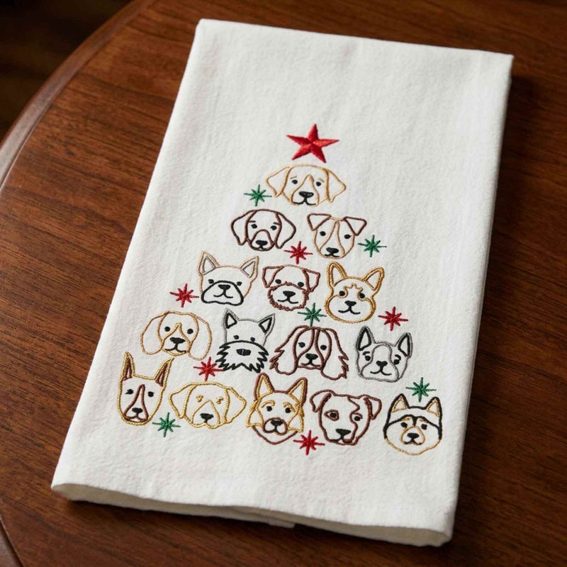Dog Face Christmas Tree Kitchen Towel - The Shops at Mount Vernon