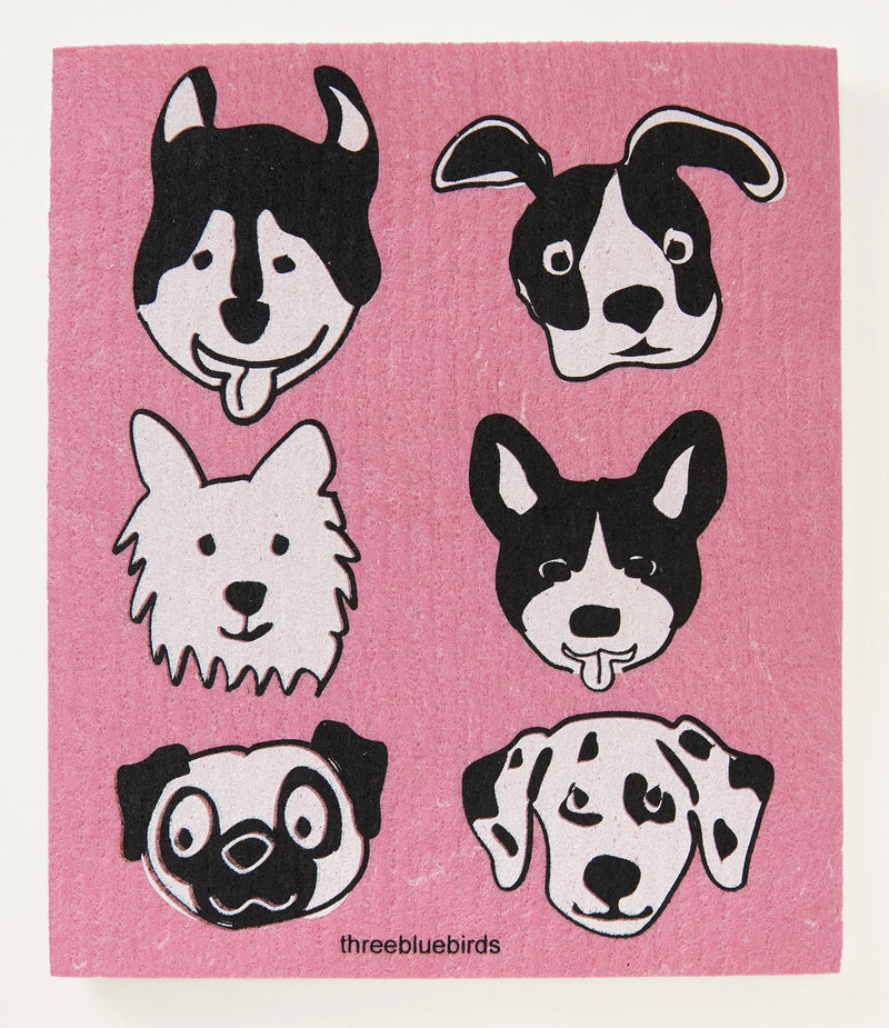 DISHCLOTH BOW WOW ON PINK