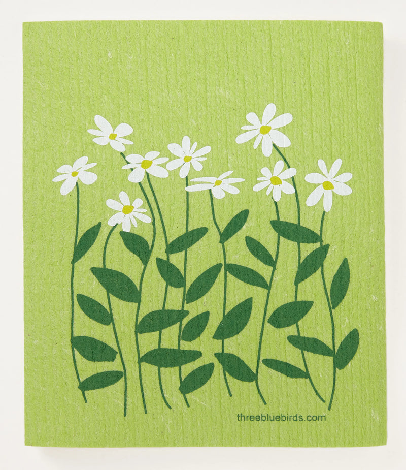 DISHCLOTH DAISIES ON GREEN
