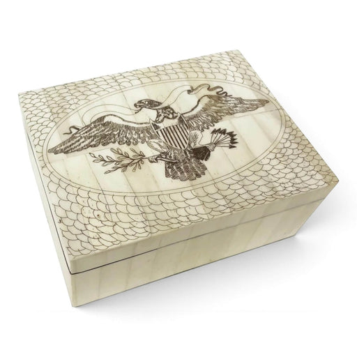 Eagle Scrimshaw Decorative Bone Box - The Shops at Mount Vernon