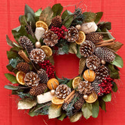 Cinnamon Orange Pinecone Wreath made with real fruits and leaves 