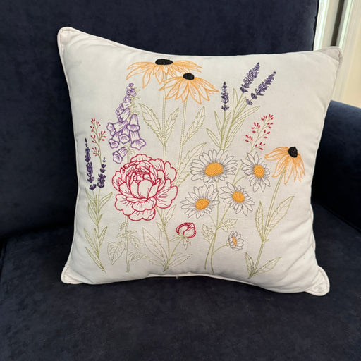 Embroidered Botanical Pillow - The Shops at Mount Vernon