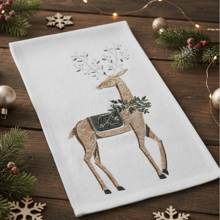 Emerald Reindeer Flour Sack Towel - The Shops at Mount Vernon