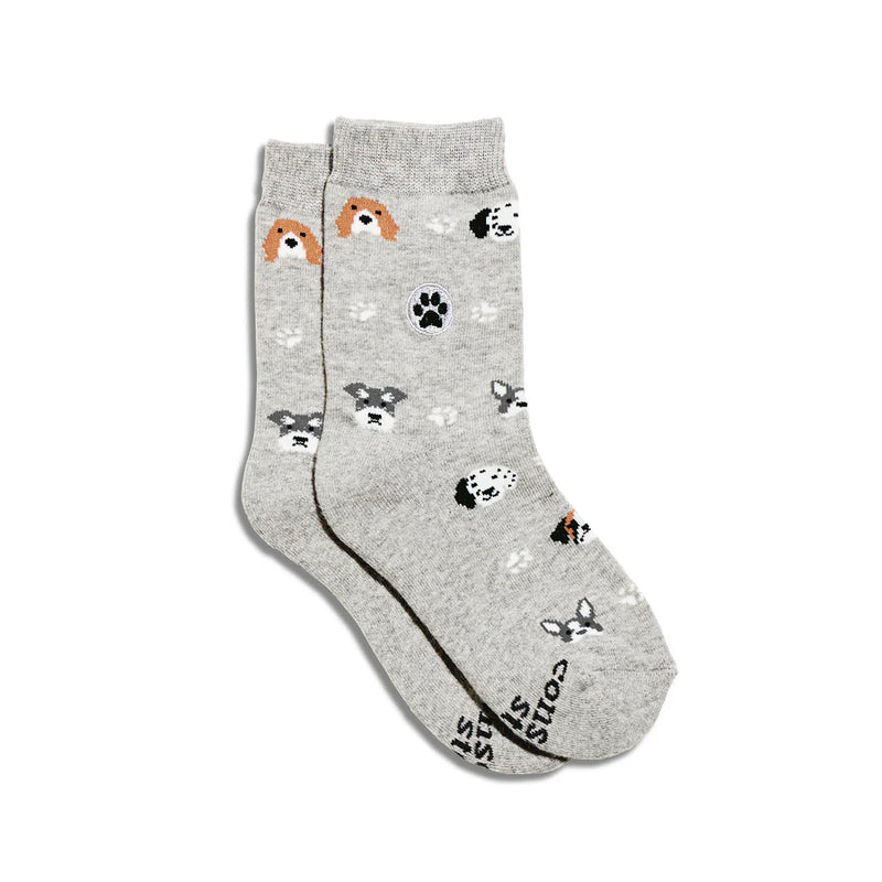 Kids Socks that Save Dogs, Gray-Youth