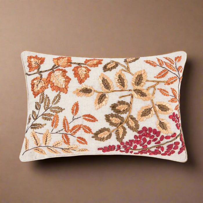 Falling Leaves Ribbon Embroidery Pillow - The Shops at Mount Vernon