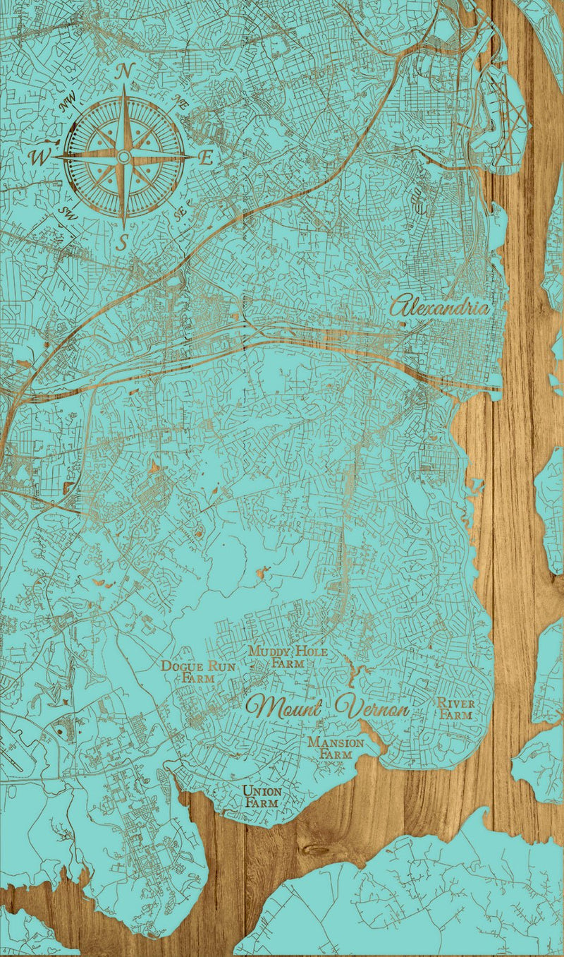 FP2075 - Mount Vernon, VA Engraved Map (Collective) - The Shops at Mount Vernon