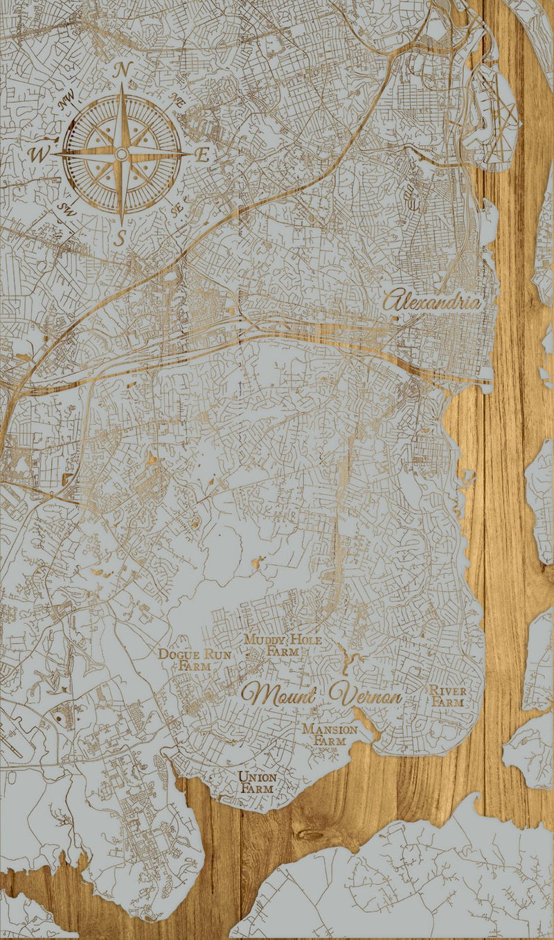 FP2075 - Mount Vernon, VA Engraved Map (Collective) - The Shops at Mount Vernon