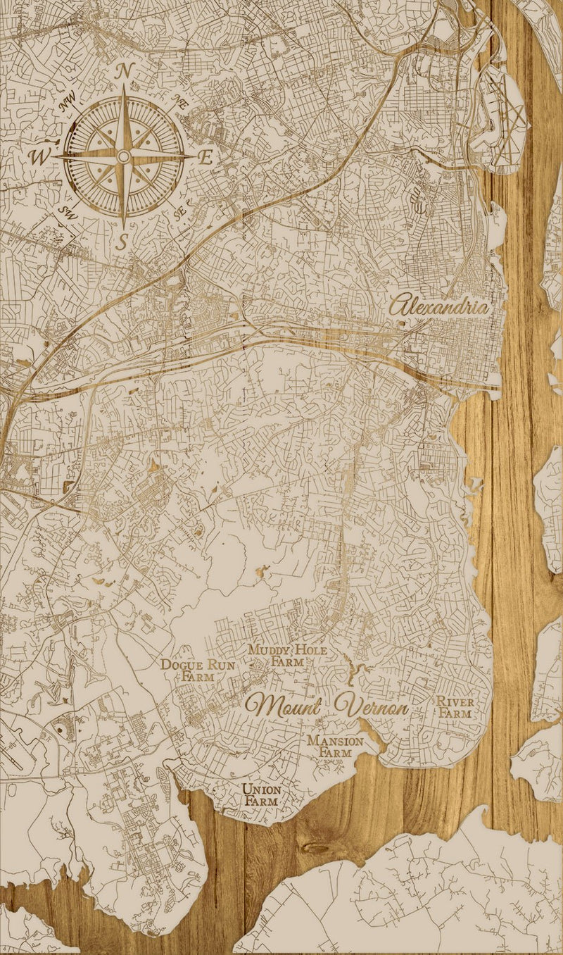 FP2075 - Mount Vernon, VA Engraved Map (Collective) - The Shops at Mount Vernon