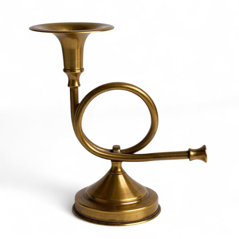 French Horn Brass Candlestick - The Shops at Mount Vernon