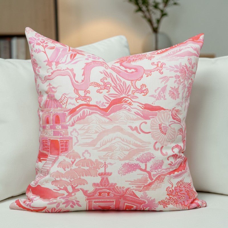 Gardens of Chinoiserie Pillow Cover– Cherry Blossom Pink - The Shops at Mount Vernon