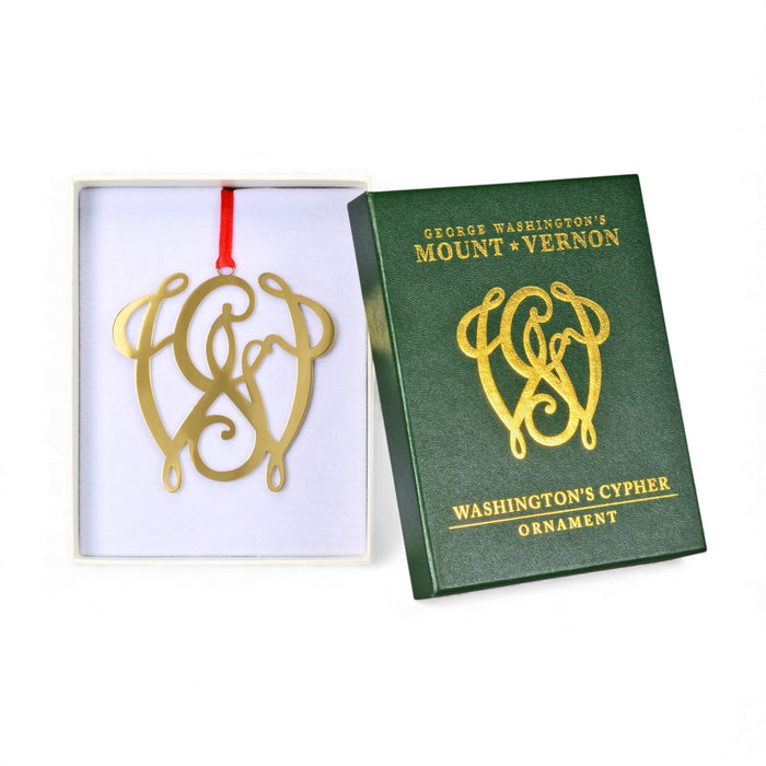 George Washington GW Cypher Brass Ornament - The Shops at Mount Vernon
