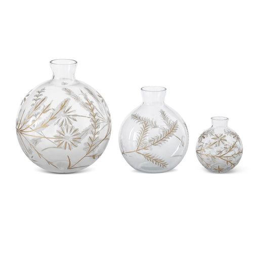 Glass Floral Etched Vase - Assorted Sizes - The Shops at Mount Vernon