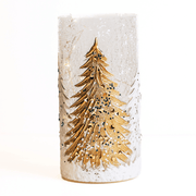 Gold Christmas Tree Glass Light Pillar - The Shops at Mount Vernon