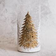 Gold Christmas Tree Glass Light Pillar - The Shops at Mount Vernon
