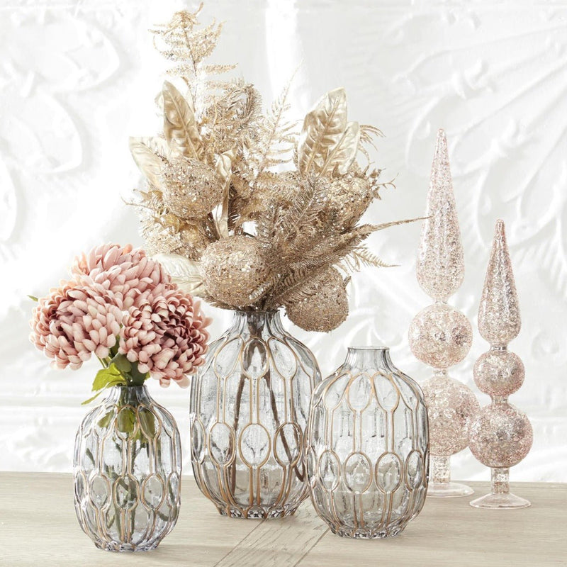 Gold Embossed Glass Vase - Assorted Sizes - The Shops at Mount Vernon