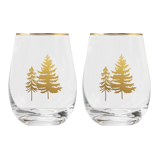 Gold Tree Stemless Wine Glasses – Set of 2 - The Shops at Mount Vernon