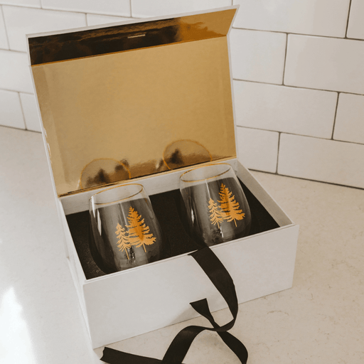 Gold Tree Stemless Wine Glasses – Set of 2 - The Shops at Mount Vernon