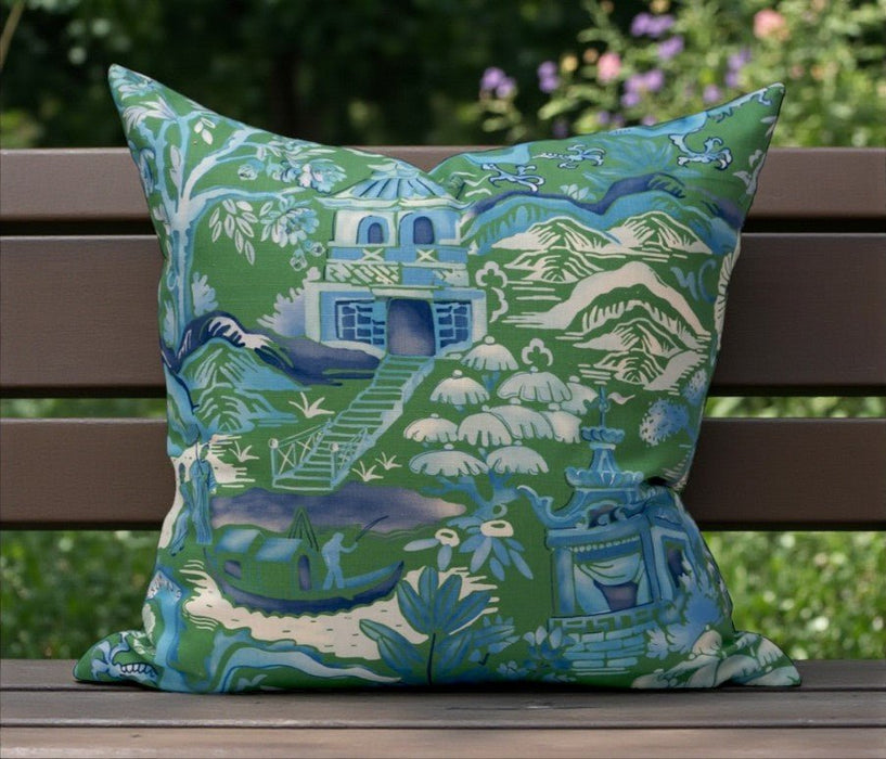 Herbal Green Gardens of Chinoiserie Pillow - The Shops at Mount Vernon