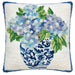 Hooked Hydrangea in Chinoiserie Pillow - The Shops at Mount Vernon