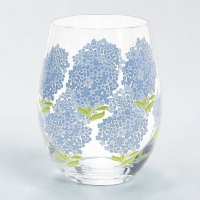 Hydrangea Stemless Wine Glass - The Shops at Mount Vernon