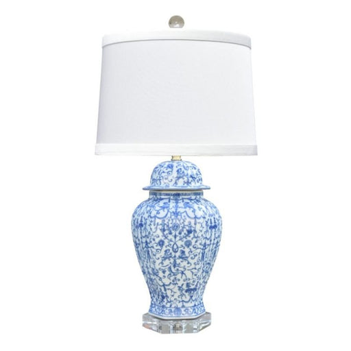 Lamp B/W Porcelain Jar style Crystal Base - The Shops at Mount Vernon