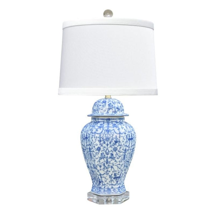 Lamp B/W Porcelain Jar style Crystal Base - The Shops at Mount Vernon