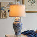 Lamp B/W Porcelain Jar style Crystal Base - The Shops at Mount Vernon