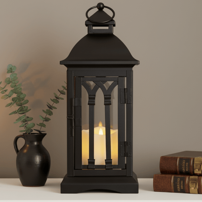 Lantern with LED Candle – 12.25” Tall - The Shops at Mount Vernon