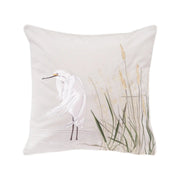 Left - Facing White Egret Embroidered Indoor Outdoor Pillow - The Shops at Mount Vernon