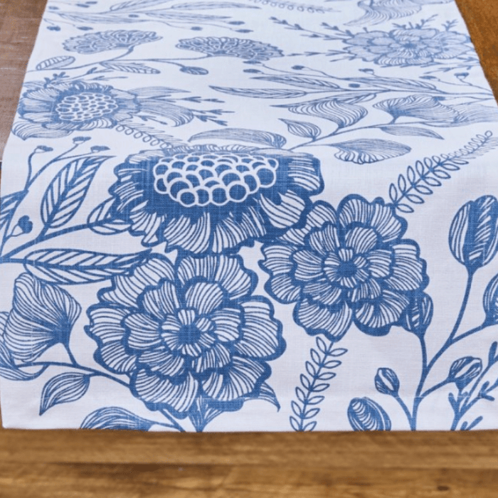 Matilda Blue & White Table Runner 72" - The Shops at Mount Vernon