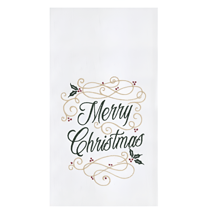 Merry Christmas Swirl Flour Sack Kitchen Towel - The Shops at Mount Vernon