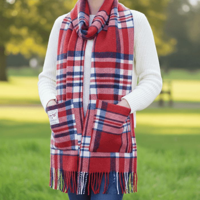 Mount Vernon 1776 Independence Tartan Pocket Scarf - The Shops at Mount Vernon