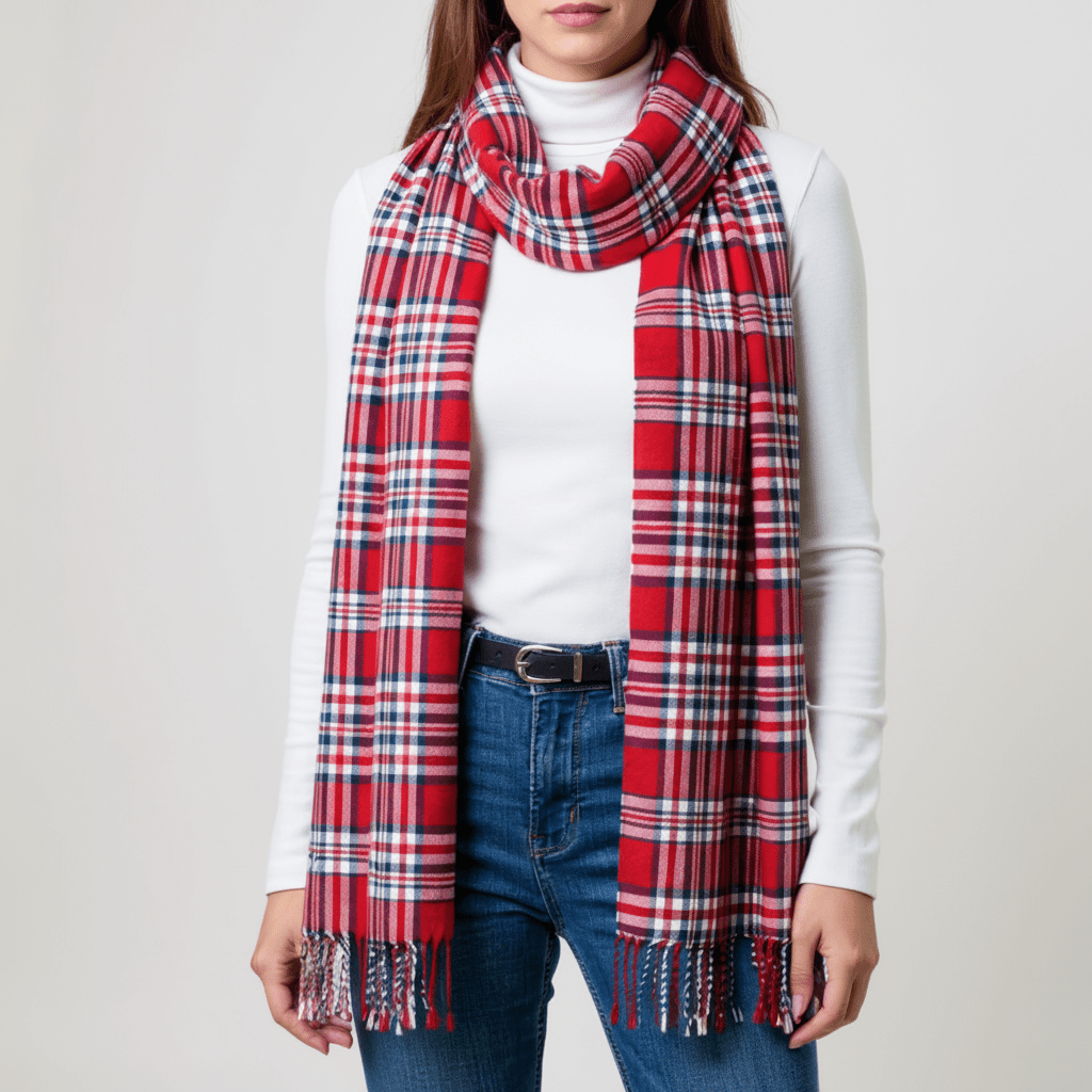 Mount Vernon 1776 Independence Tartan Viscose Scarf - Oversize - The Shops at Mount Vernon