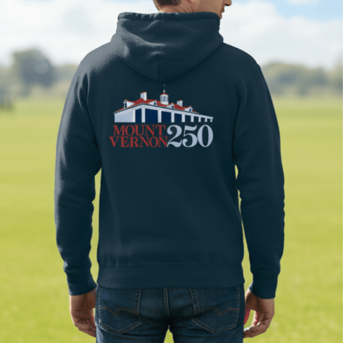 Mount Vernon 250th Anniversary Hoodie - Dark Blue - The Shops at Mount Vernon