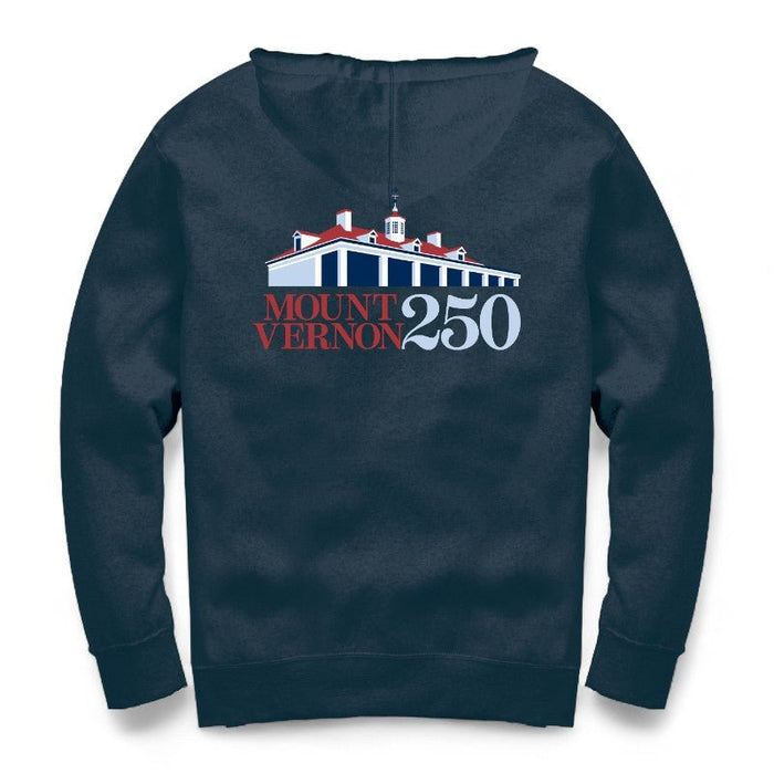 Mount Vernon 250th Anniversary Hoodie - Dark Blue - The Shops at Mount Vernon