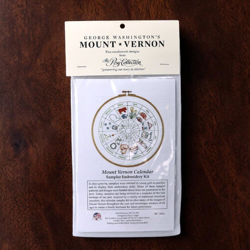 Mount Vernon Calendar Sampler Embroidery Kit - The Shops at Mount Vernon