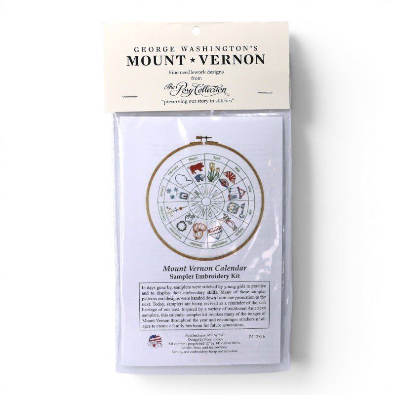 Mount Vernon Calendar Sampler Embroidery Kit - The Shops at Mount Vernon