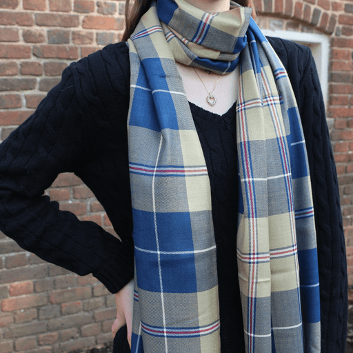 Mount Vernon Tartan Viscose Scarf - Blue - The Shops at Mount Vernon
