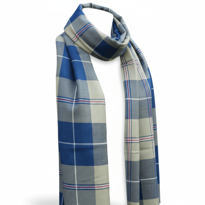 Mount Vernon Tartan Viscose Scarf - Blue - The Shops at Mount Vernon